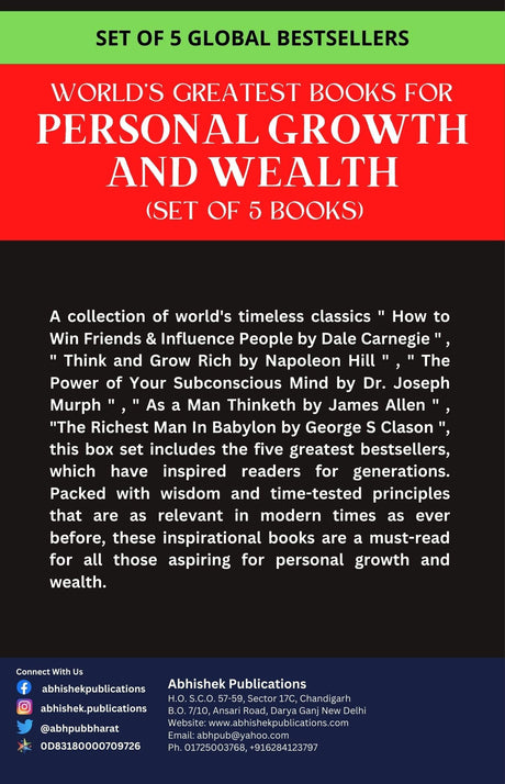 Worlds Greatest Books For Personal Growth & Wealth (Set Of 5 Books): Perfect Motivational Gift Set (Think And Grow Rich|How To Win Friends & Influence People|The Power Of Your Subconscious Mind - Retail Maharaj