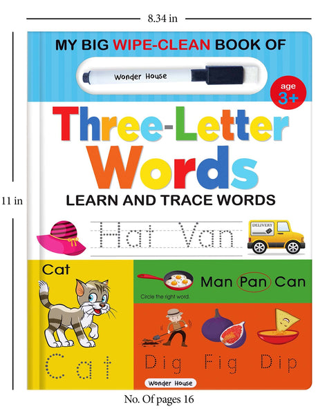 My Big Wipe And Clean Book of Three Letter Words for Kids : Learn And Trace Words - Retail Maharaj