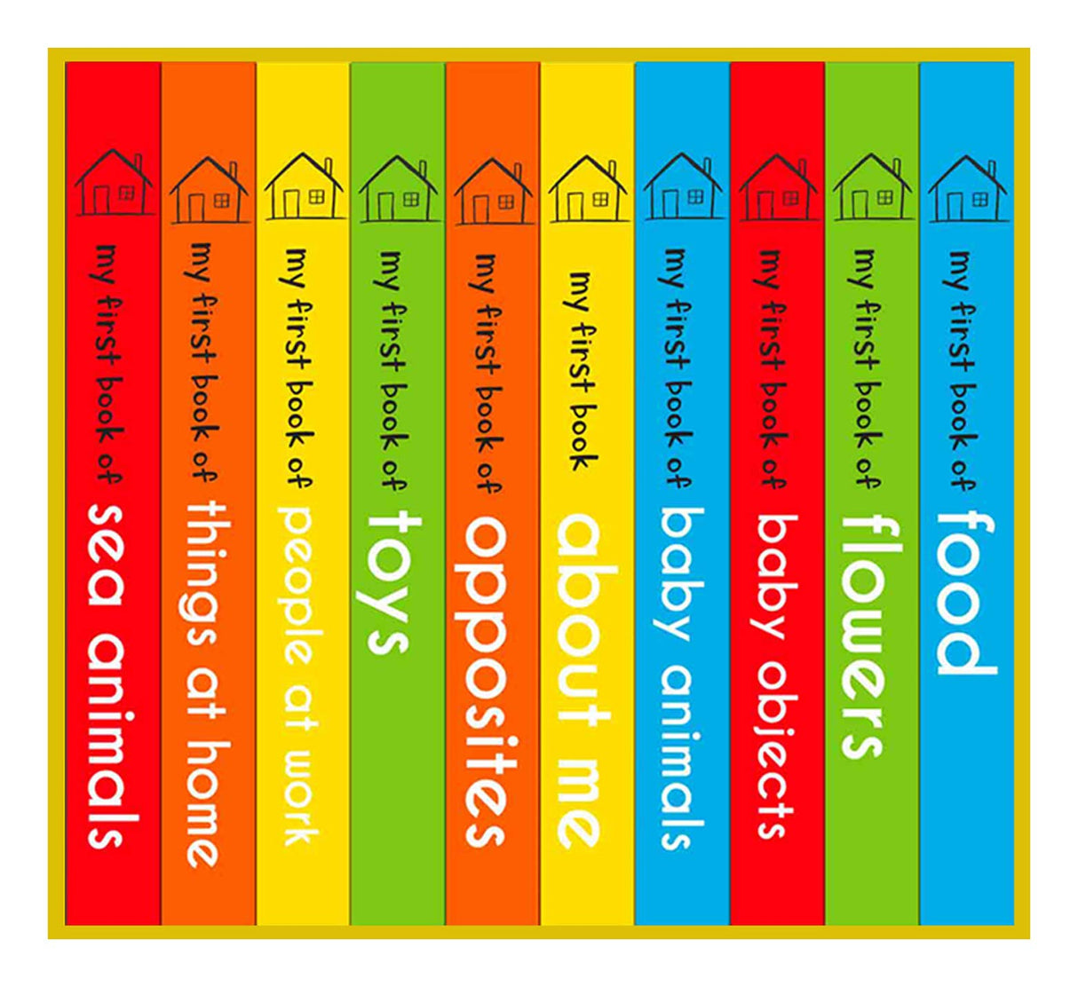 My First Library Pack 2: Boxset of 10 Board Books for Kids (Pack 2) | Includes Baby Objects, Baby Animals, Opposites, People at Work, Flowers, Food, Sea Animals, Things at Home, About Me & Toys | Early Learning Board Books for Babies, Toddlers & Preschool - Retail Maharaj