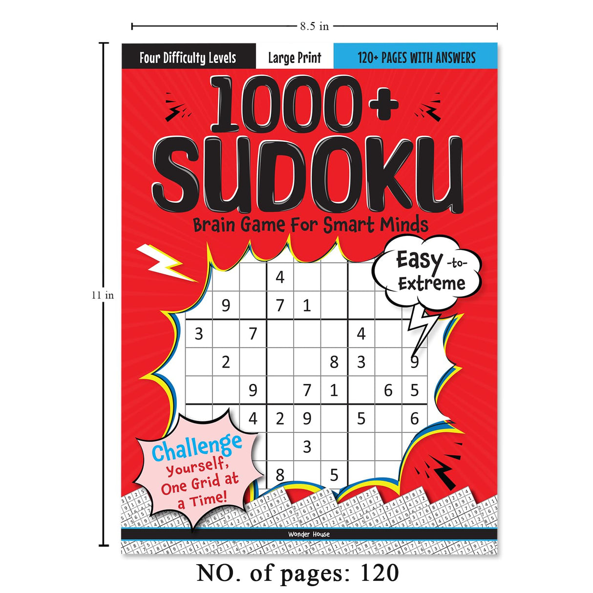 1000+ Sudoku Brain Games for Smart Minds | Fun Logic Puzzles for All Levels | Ages 8–12 | Boost Focus & Problem-Solving Skills with Hours of Fun - Retail Maharaj