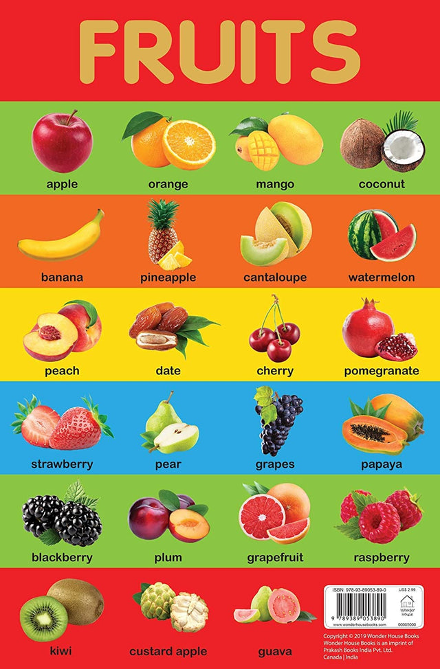 Fruits Chart - Early Learning Educational Chart For Kids: Perfect For Homeschooling, Kindergarten and Nursery Students (11.5 Inches X 17.5 Inches) - Retail Maharaj