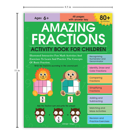 Amazing Fractions: Activity Book for Children | Learn Halves, Quarters & More | Ages 6–9 | Fun Math Puzzles & Exercises to Build Skills - Retail Maharaj