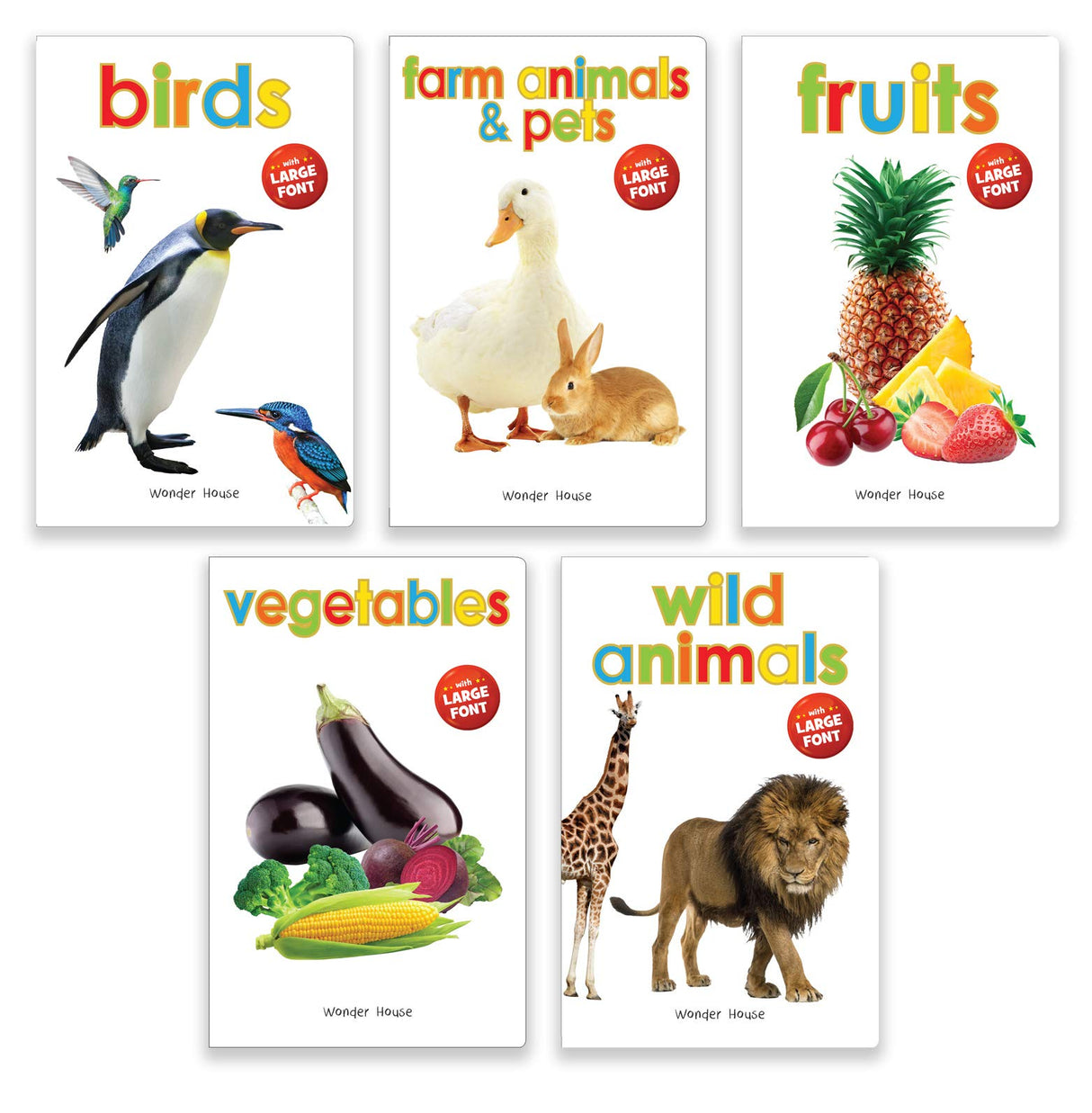 Early Learning Library Pack 2 – Box Set of 5 Books: Big Board Books Series with Large Font for Kids | Includes Vegetables, Birds, Wild Animals, Farm Animals & Pets, Fruits | Bold Text, Bright Pictures & Durable Board Pages | Ages 0–5 Years - Retail Maharaj