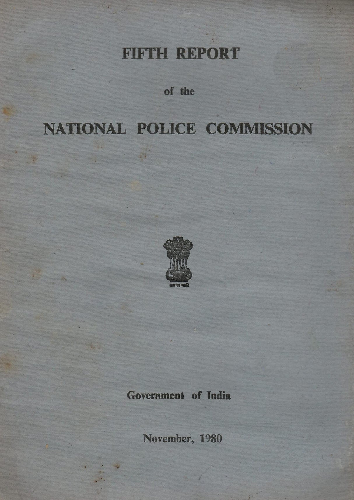 Fifth Report of the National Police Commission [Paperback] Govt. of India