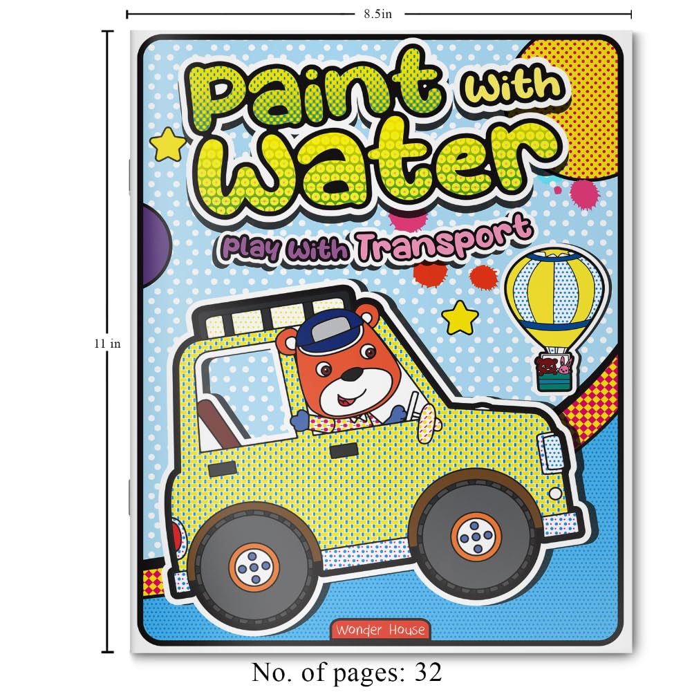 Paint with Water – Play with Transport Mess-Free Painting Fun with Cars, Trucks & More | Ages 3–6 | Just Add Water for 2+ Hours of Creative Play - Retail Maharaj