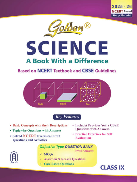 Golden Science Study Material Based on NCERT for Class-9 | For CBSE 2026 Board Exams | Solved NCERT Exercises | Objective Type Question | Previous CBSE Board Paper Solved | Assertion & Case Based - Retail Maharaj