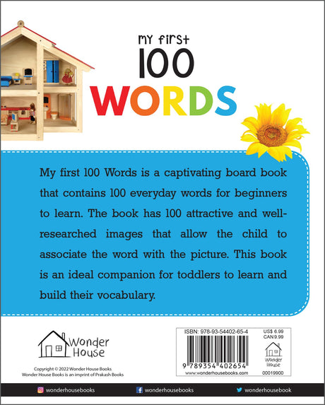 My First 100 Words: Board Book for Kids | Part of My 100 Library Series | Learn Everyday Words with Bright Pictures – Animals, Food, Toys, Objects & More | Early Learning Book for Babies, Toddlers & Preschoolers | Ages 0–5 Years - Retail Maharaj
