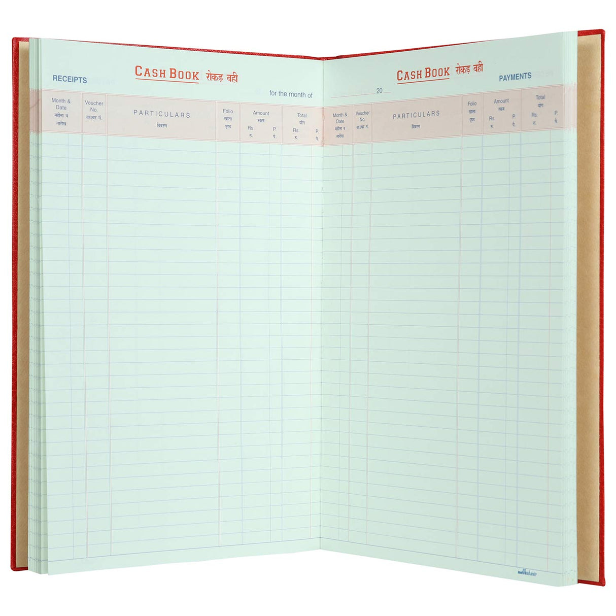 Cash Book - Fullscape Size - Double Column Register - No.2 (136 Pages) - (Red) - Retail Maharaj
