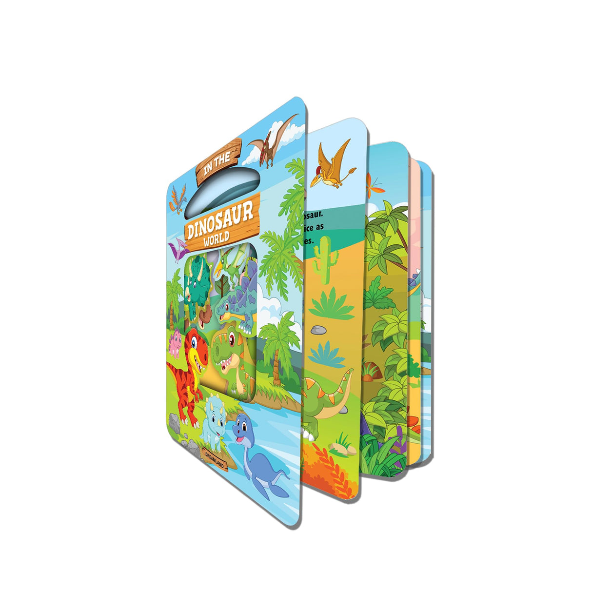 In the Dinosaurs World Die Cut Window Board Book for Kids Age 3+ | Early Learning Picture Book with Fun Dinosaur Facts, Bright Pages & Die-Cut Shape Design for Easy Page Turning - Retail Maharaj