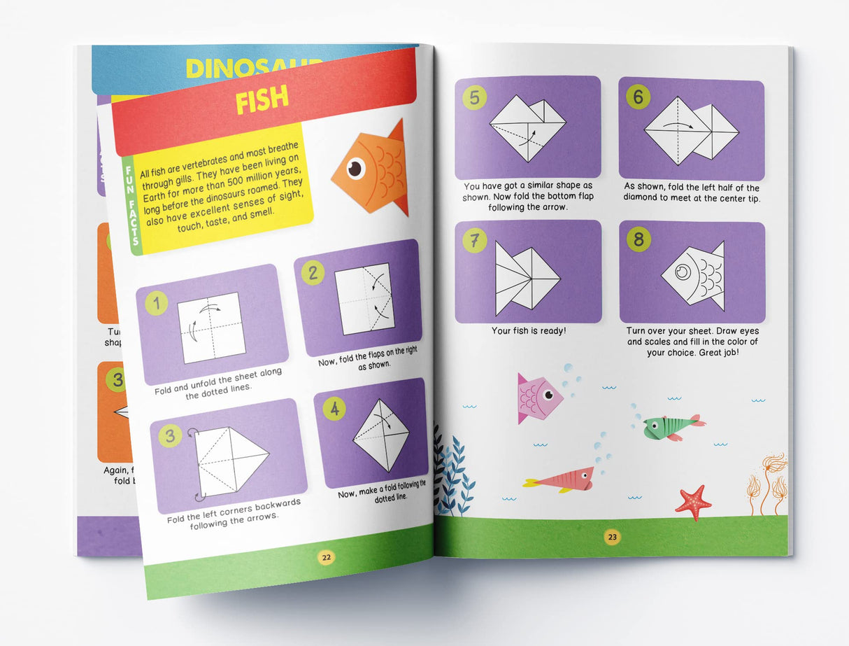 Origami – Step-by-Step Introduction to the Art of Paper Folding Level 1: For Beginners | Learn Basic Folds with Simple Instructions & Illustrations | Enhances Focus, Creativity & Fine Motor Skills | Ages 5–9 | 2.5 Hours of Hands-On Fun - Retail Maharaj