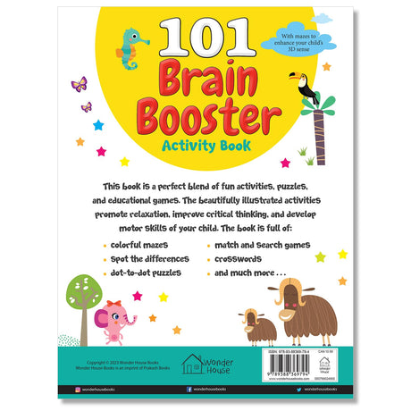 101 Brain Booster Activity Book: Fun Activity Book For Children | Puzzles, Games, Educational activities | Ages 5 and up | 2 hours of fun time - Retail Maharaj