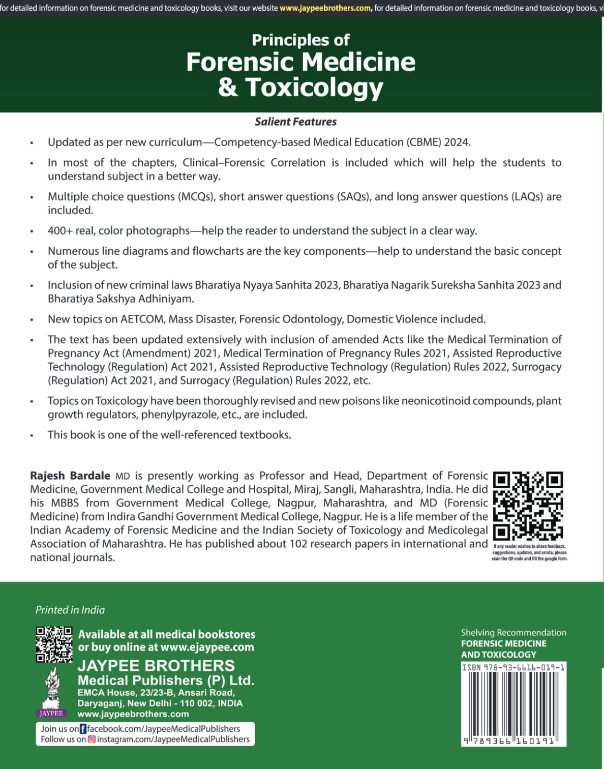PRINCIPLES OF FORENSIC MEDICINE & TOXICOLOGY - Retail Maharaj