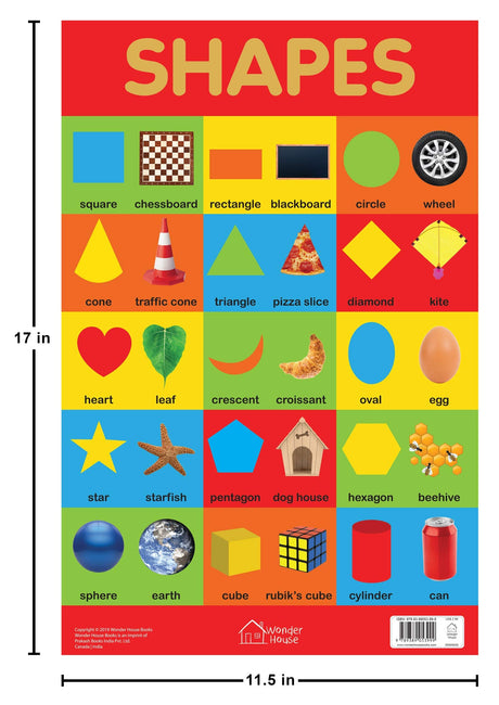 Shapes Chart - Early Learning Educational Chart For Kids: Perfect For Homeschooling, Kindergarten and Nursery Students (11.5 Inches X 17.5 Inches) - Retail Maharaj