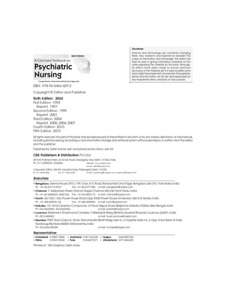A Concised Textbook on Psychiatric Nursing Comprehensive Theoretical and Practical Approach - 2024 , 6/ed - Retail Maharaj