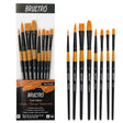 Brustro Gold Taklon Artist Brush Set of 8 Round Bright Filbert Flat - Retail Maharaj