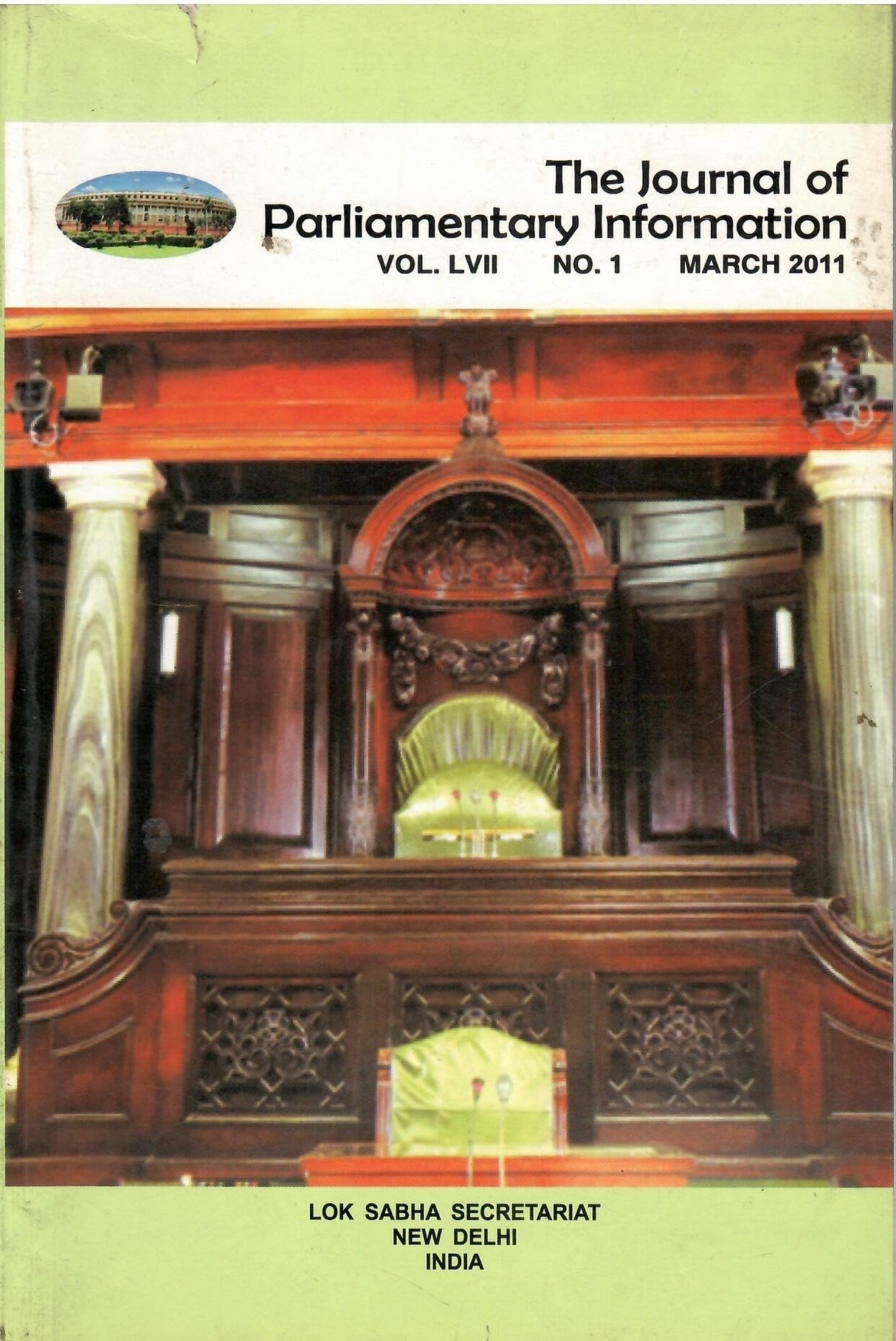 Lok Sabha Secretariat - The Journal Of Parliamentary Information Vol. LVII ( March, 2011 No. 1)