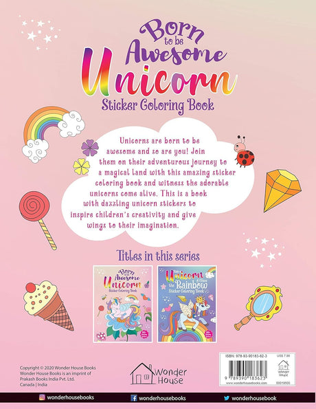 Born To Be Awesome Unicorn - Sticker Coloring Book With 100+ Stickers: Fun Activity Book For Children - Retail Maharaj
