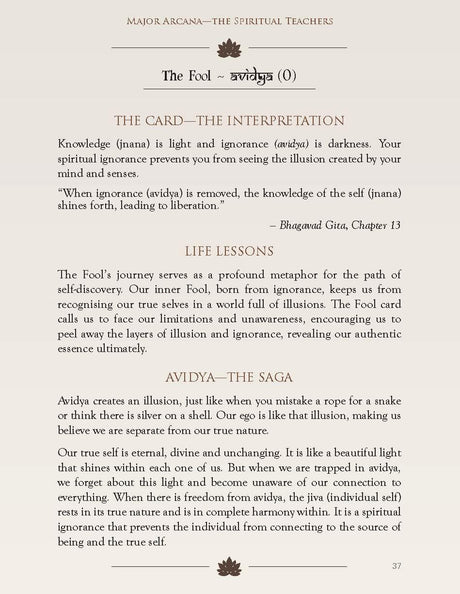 The Vedanta Tarot: Readings from the Ancient Indian Scriptures | Spiritual Journey with the Mystical Vedanta Tarot | Mystical Vedanta Tarot Deck & Guidebook – Include 22 Cards with 112 Book Pages - Retail Maharaj