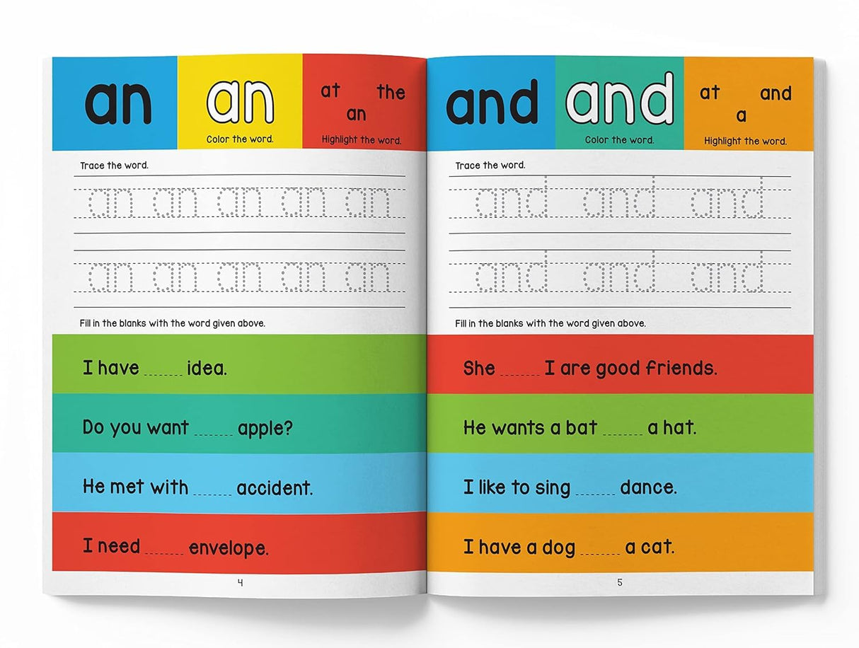 My First Sight Words and Sentences: Activity Book for Children | Build Early Reading & Writing Skills | Ages 4–7 | Fun Practice with Everyday Words - Retail Maharaj