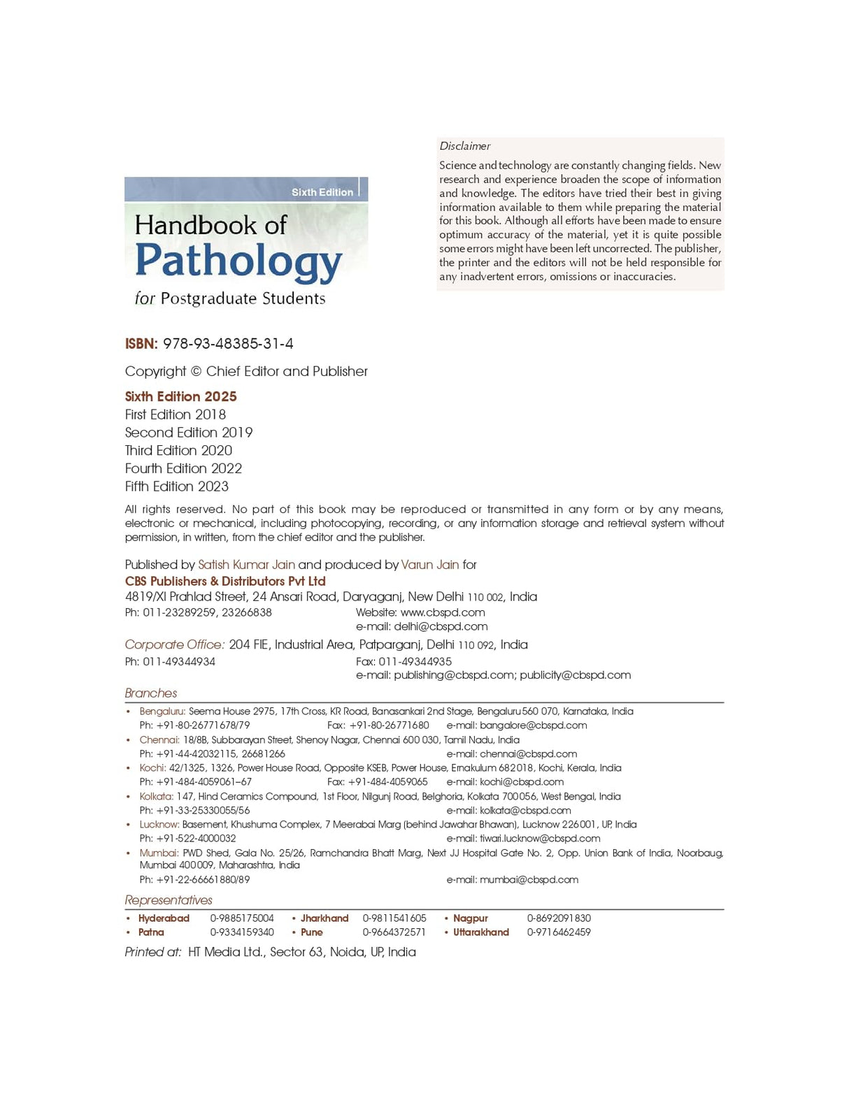 Handbook Of Pathology For Postgraduate Students 6Ed (Pb 2025) - Retail Maharaj