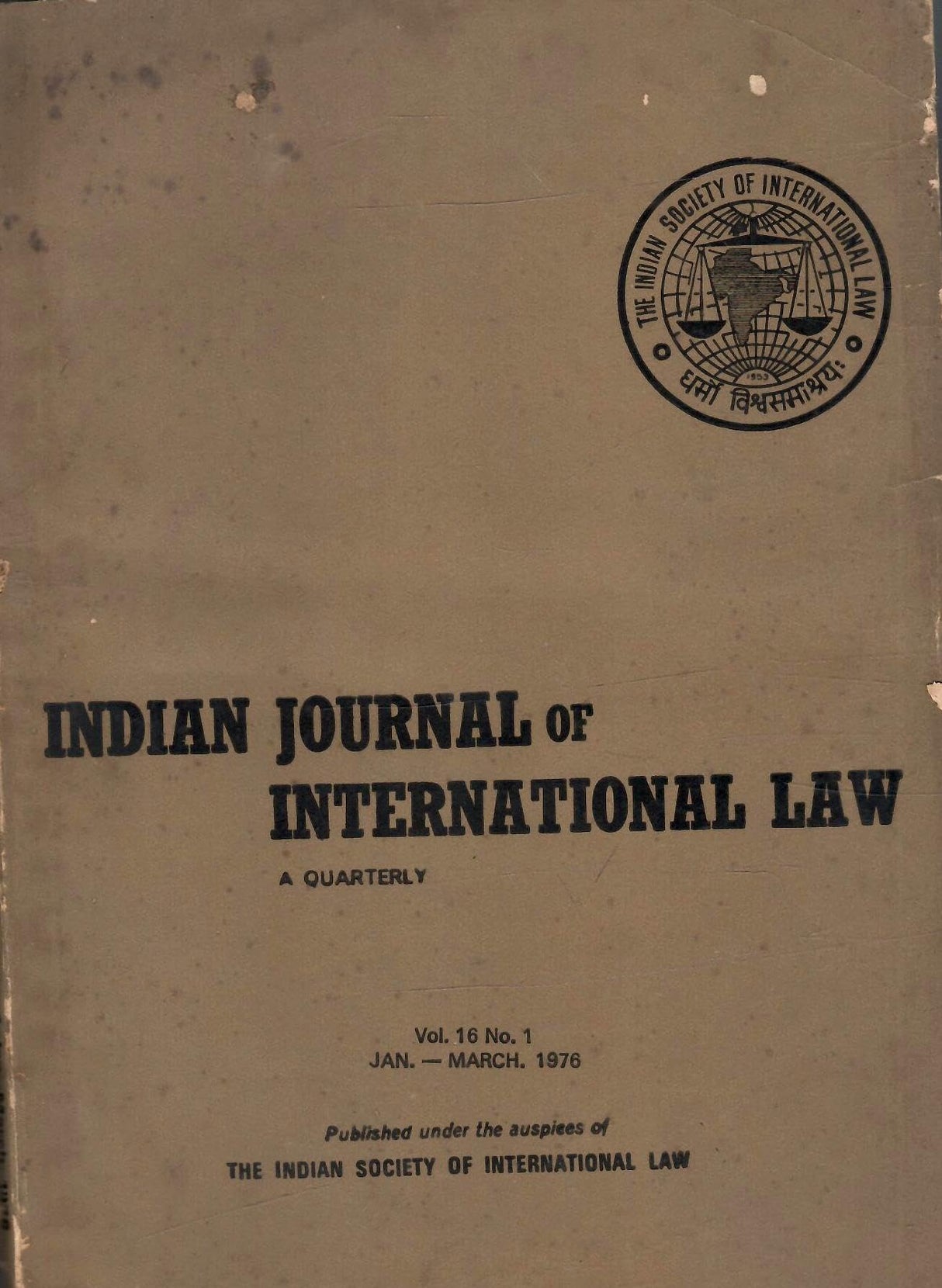 Indian Journal Of International Law A Quarterly - Vol. 16 , Nos. 1, 2 & 3 And 4 ( 1976 Jan-March, April-Sept., Oct-Dec ) ( Set Of 3 Books )