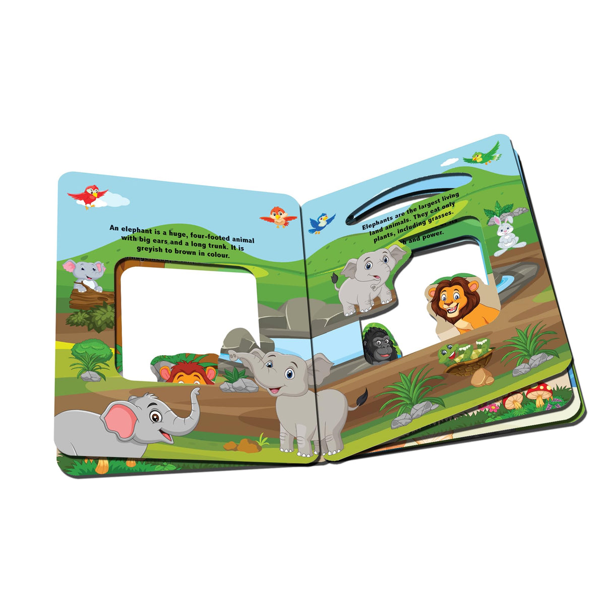 In the Jungle Die Cut Window Board Book for Kids Age 3+ | Early Learning Picture Book with Fun Jungle Animal Facts, Bright Pages & Die-Cut Shape for Easy Handling and Engagement - Retail Maharaj