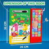 My Noisy Numbers Sound Book with 30 Sounds, Write-Erase Pages, Marker, Interactive Learning Toy for Kids 3 Years and Above - Retail Maharaj