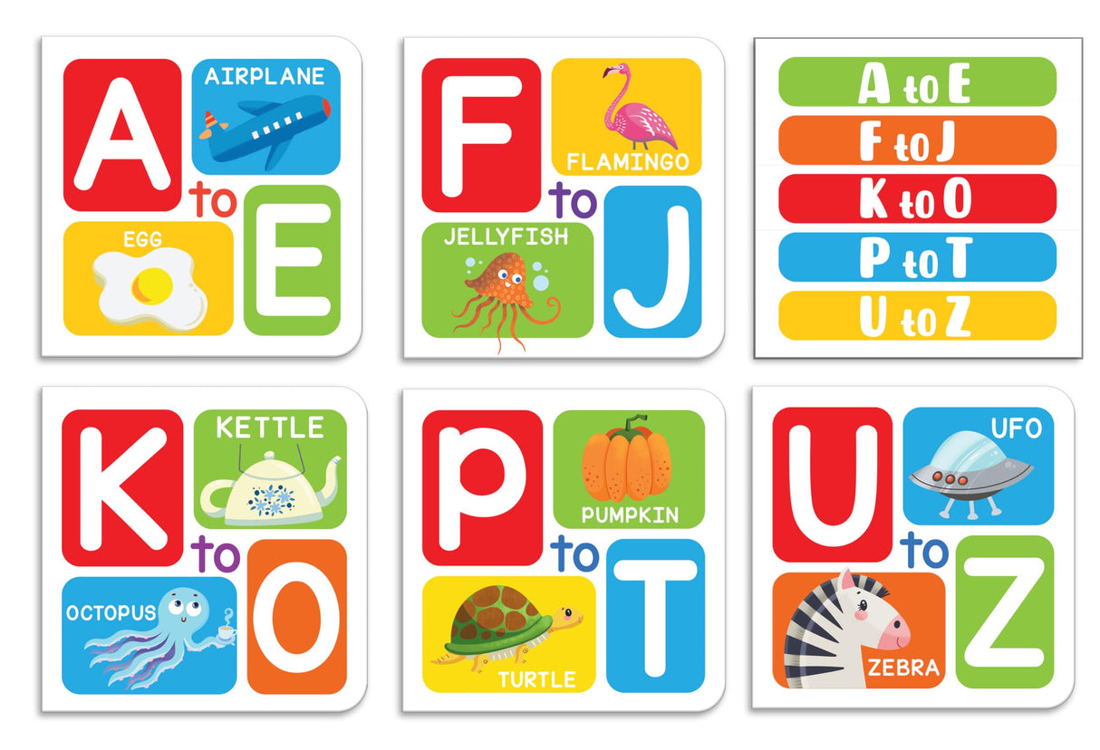 My First A to Z – Boxed Set of 5 Mini Board Books: Learn the Alphabet from A to Z with Bright Pictures & Fun Learning | Includes A–E, F–J, K–O, P–T, ... Toddlers & Preschoolers | Ages 0–5 Years - Retail Maharaj