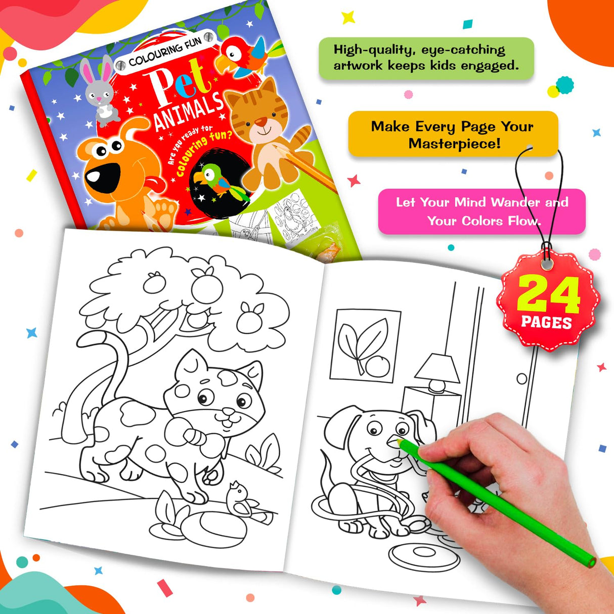 A Colouring Book Fun Pet Animals - Coloring Activity Book for Creative Kids - For 6 to 8 Years Old Kids: A Colouring Book of Fun and Pet Animals Art Book for Kids - Retail Maharaj