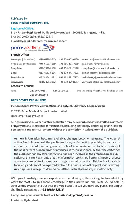 Baby Scott's Pedia-Tricks (Pocket Guide for Clinical Case, History Taking and Exam) 1st/2023 - Retail Maharaj