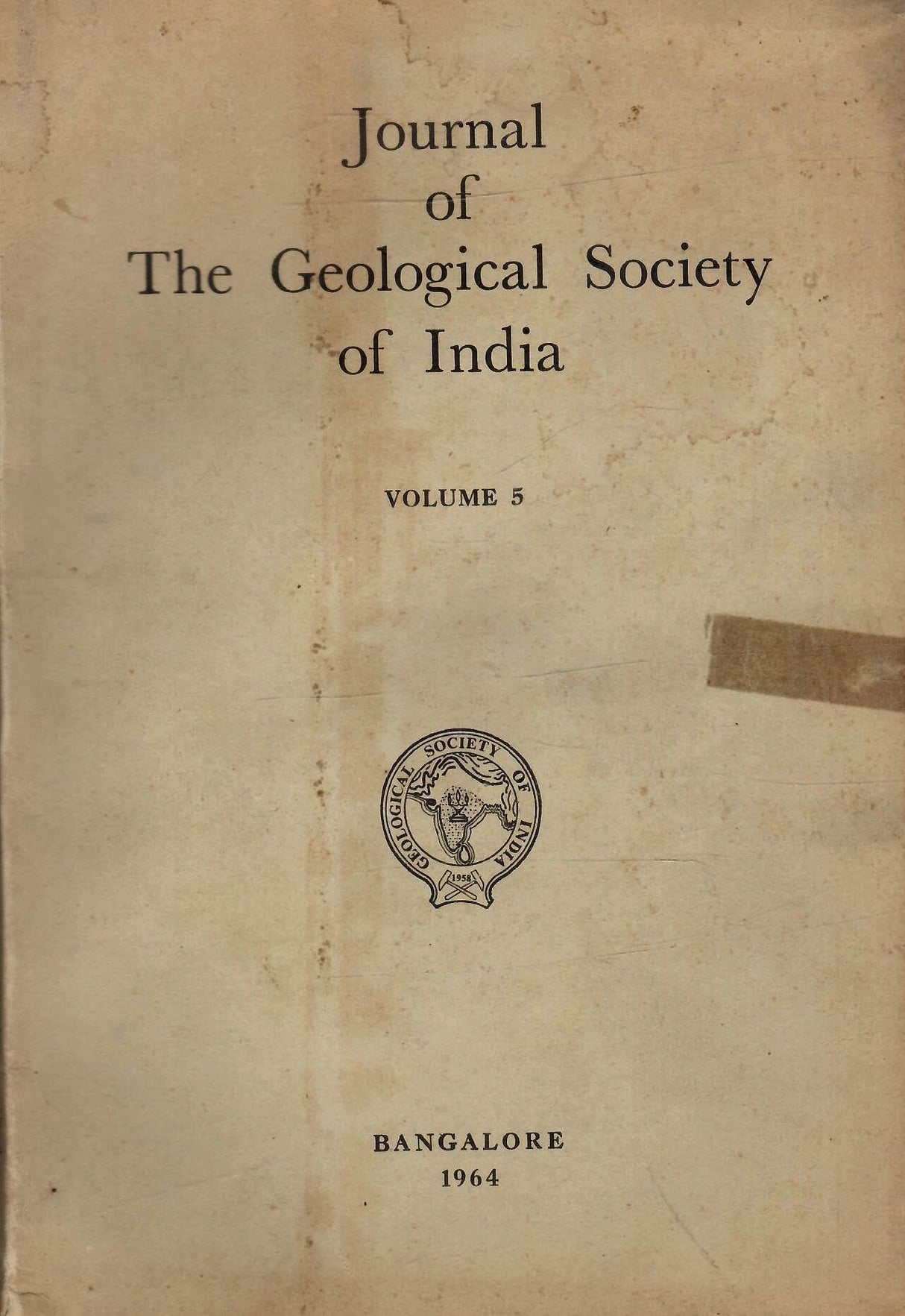 Journal Of The Geological Society Of India - Volume 5