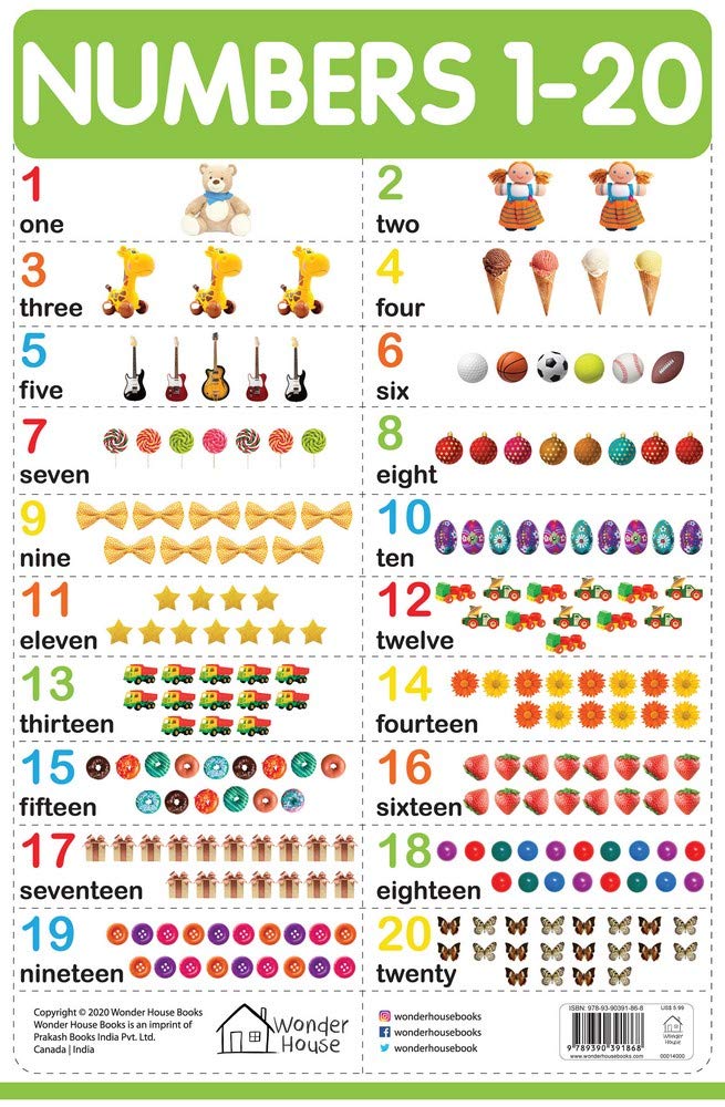 Numbers 1-20 - My First Early Learning Wall Chart: For Preschool, Kindergarten, Nursery And Homeschooling (19 Inches X 29 Inches) - Retail Maharaj