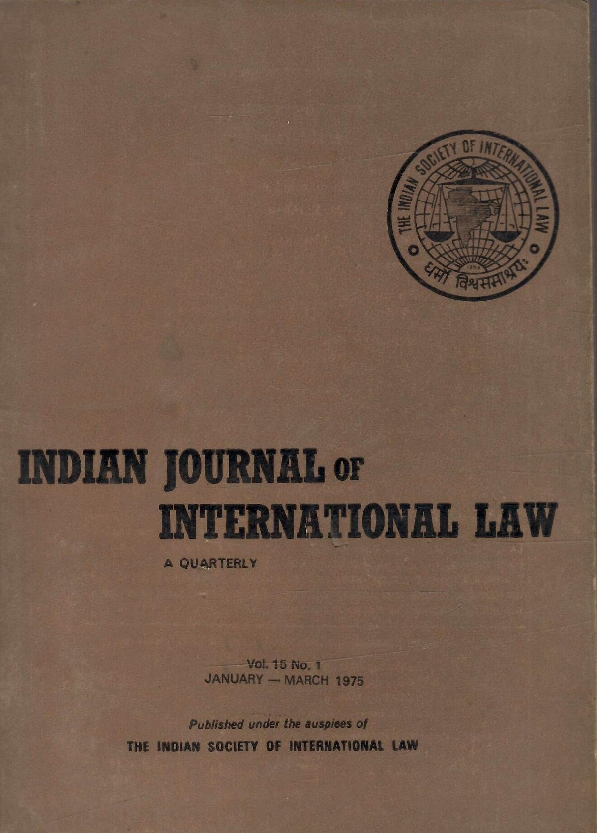 Indian Journal Of International Law A Quarterly - Vol. 15 , Nos. 1 to 4 ( 1975 Jan-March, April-June, July-Sept., Oct-Dec ) ( Set Of 4 Books )