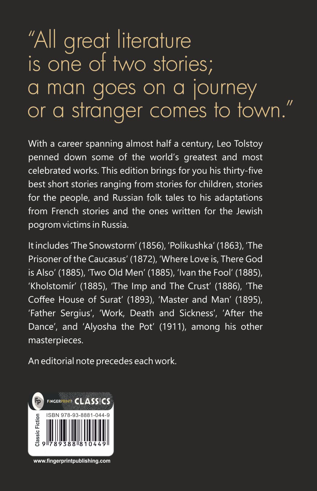 The Greatest Short Stories of Leo Tolstoy : Collectable Edition - Retail Maharaj