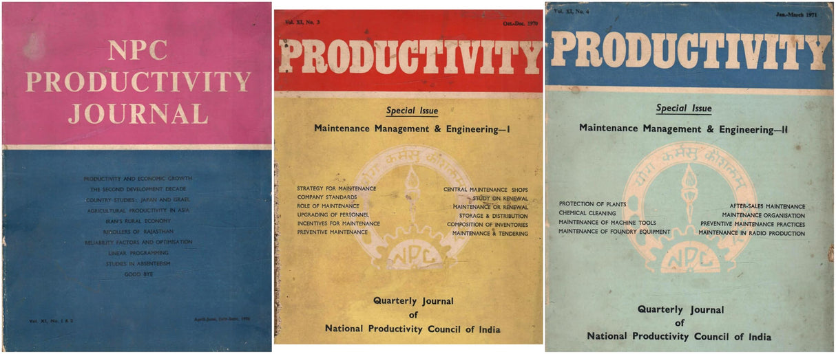 Productivity - Quarterly Journal Of National Productivity Council Of India - Vol. XI , Nos. 1-2 , 3 & 4 ( 1970 , April-June, July-Sept, Oct-Dec & 1971 ... Issue - Management & Engineering Vol. - II}