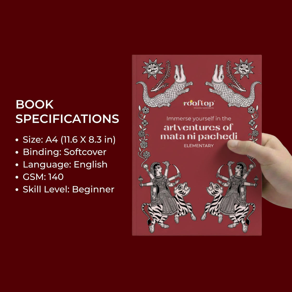 Rooftop Artventures of Mata Ni Pachedi - Elementary | PAPERBACK (Softcover) | Children's Drawing & Colouring Art Book | DIY Activites, Step-by-step ... Compositions | gift for children's: English - Retail Maharaj