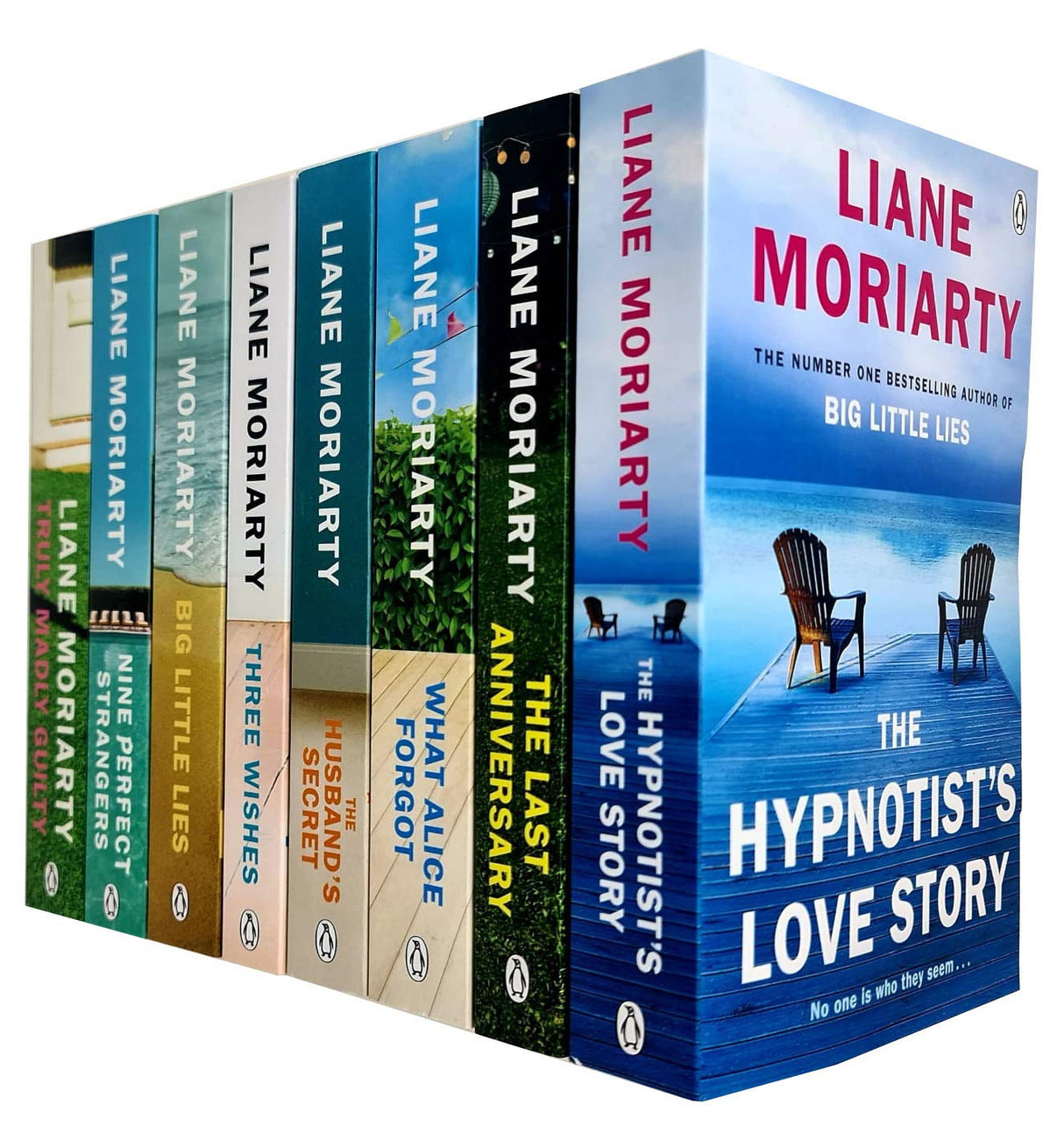 Liane Moriarty Collection 8 Books Set (The Hypnotist's Love Story,The Last Anniversary,What Alice Forgot,The Husband's Secret,Three Wishes,Big Little Lies,Nine Perfect Strangers,Truly Madly Guilty) - Retail Maharaj