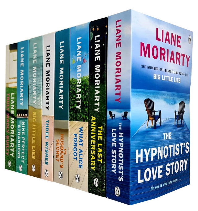 Liane Moriarty Collection 8 Books Set (The Hypnotist's Love Story,The Last Anniversary,What Alice Forgot,The Husband's Secret,Three Wishes,Big Little Lies,Nine Perfect Strangers,Truly Madly Guilty) - Retail Maharaj