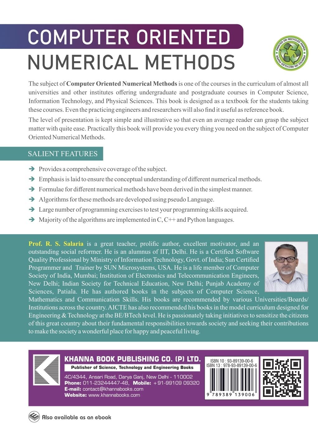 Computer Oriented Numerical Methods | AICTE Recommended - Retail Maharaj