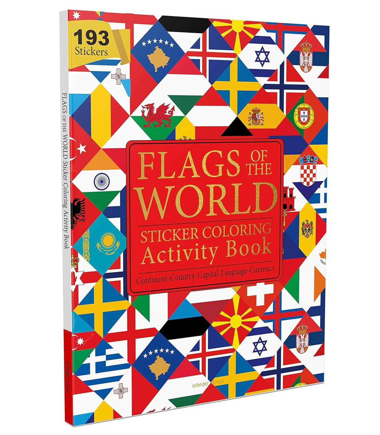 Flags of the World - Sticker Coloring Activity Book For Children : Continent, Country, Capital, Language and Currency - Retail Maharaj