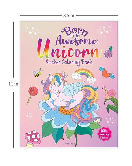 Born To Be Awesome Unicorn - Sticker Coloring Book With 100+ Stickers: Fun Activity Book For Children - Retail Maharaj