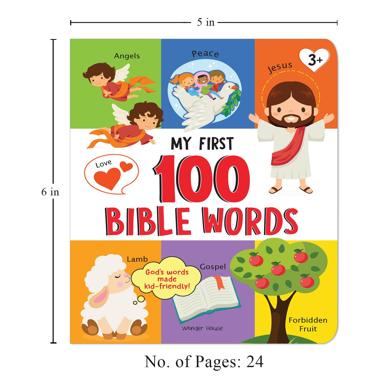 My First 100 Bible Words – Illustrated Christian Board Book for Kids: Learn First Faith-Based Words from the Bible with Bright Pictures & Simple Meanings | Early Spiritual Vocabulary Builder for Toddlers & Preschoolers | Ages 2–6 Years - Retail Maharaj