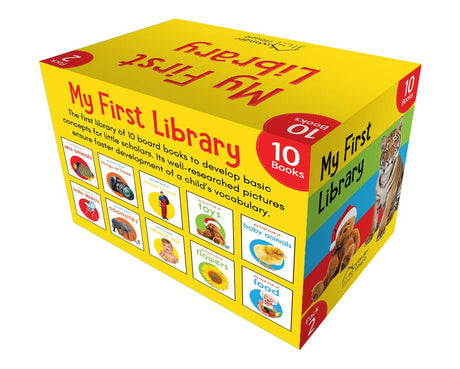 My First Library Pack 2: Boxset of 10 Board Books for Kids (Pack 2) | Includes Baby Objects, Baby Animals, Opposites, People at Work, Flowers, Food, Sea Animals, Things at Home, About Me & Toys | Early Learning Board Books for Babies, Toddlers & Preschool - Retail Maharaj