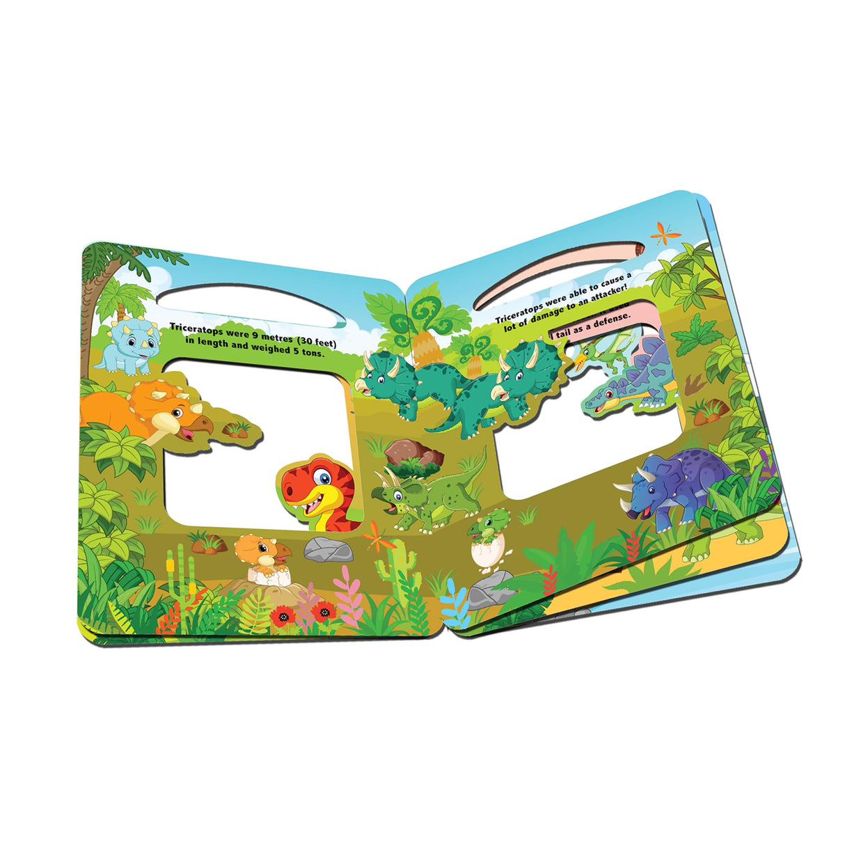 In the Dinosaurs World Die Cut Window Board Book for Kids Age 3+ | Early Learning Picture Book with Fun Dinosaur Facts, Bright Pages & Die-Cut Shape Design for Easy Page Turning - Retail Maharaj