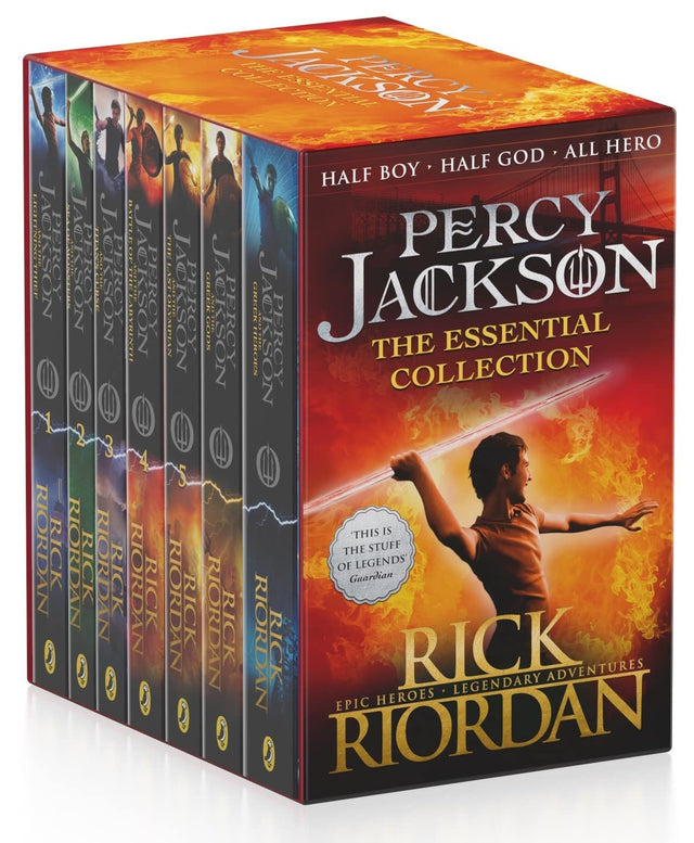 The Essential Percy Jackson Collection (7 Books Set) by Rick Riordan (Lightning Thief, Sea of Monsters, Titan's Curse, Battle of Labyrinth, Last Olympian, Greek Heroes, Greek Gods) - Retail Maharaj