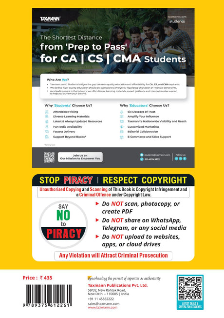 Taxmann's CRACKER for Tax Laws & Practice (Paper 7 | Tax) [AY 2026-27] – Exam-analytics–driven | Question-centric Preparation Manual for CS Executive | June/Dec. 2026 Exams - Retail Maharaj