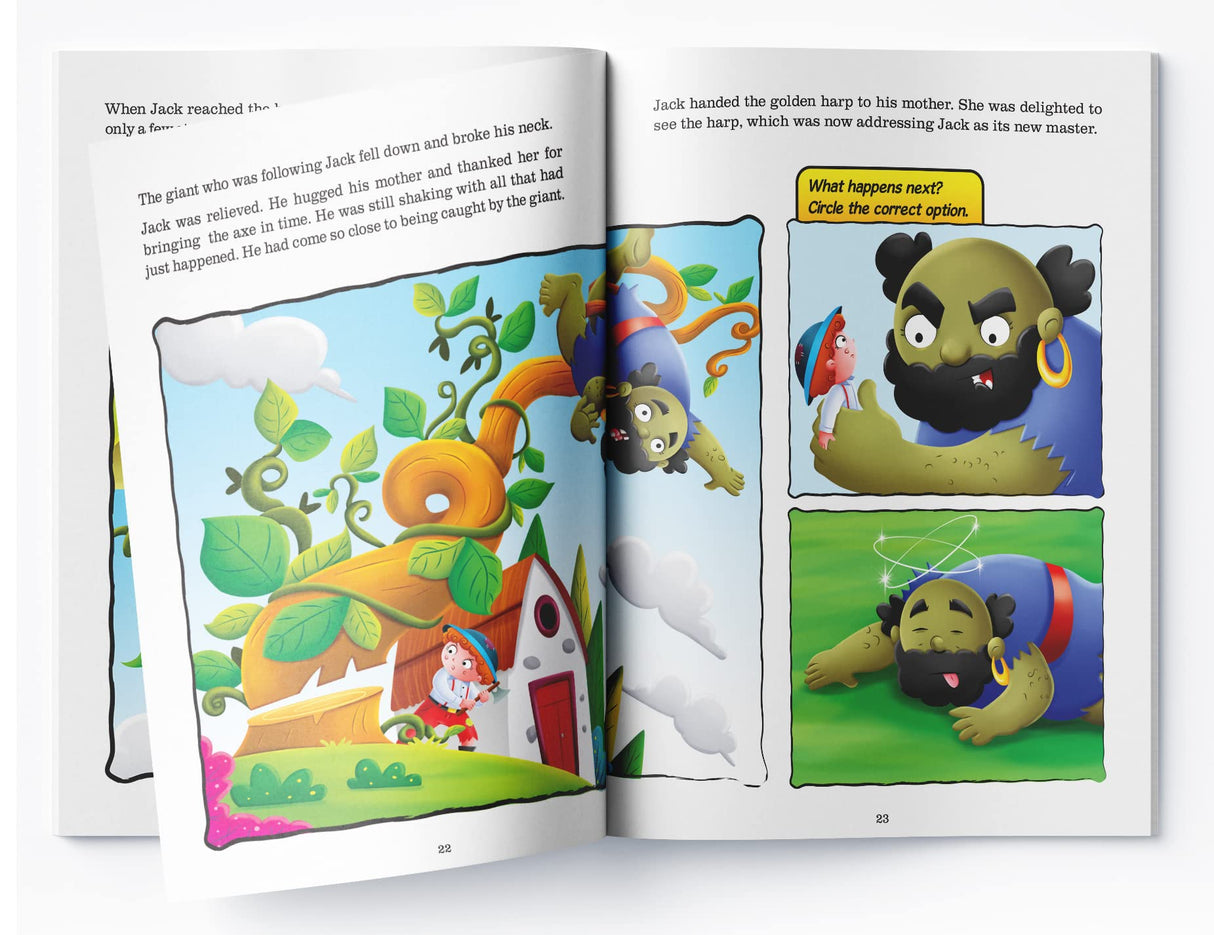 Fairy Tales Comprehension: Jack and the Beanstalk Read, Understand & Reflect | Ages 5–8 | Fun Reading Exercises to Build Vocabulary & Thinking Skills - Retail Maharaj
