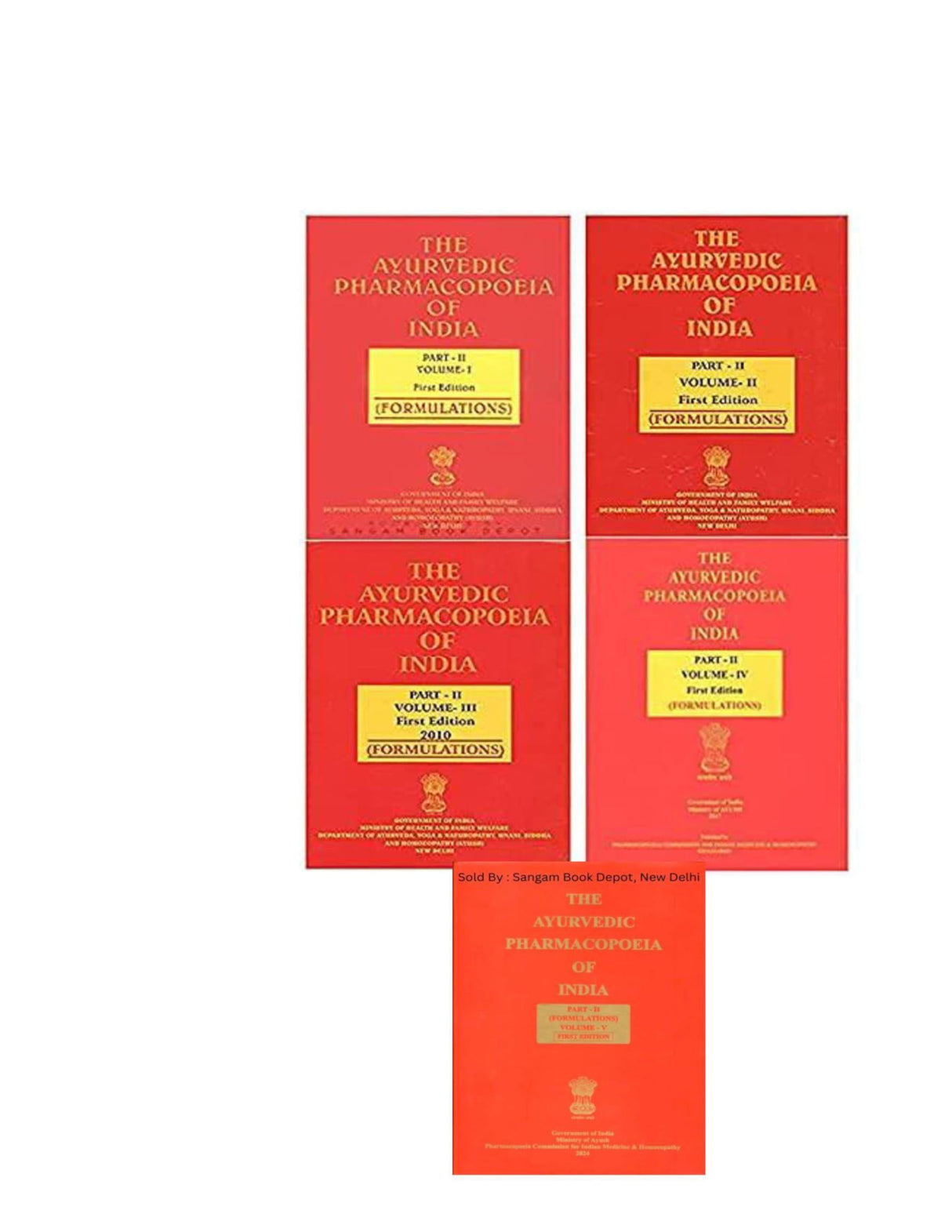 The Ayurvedic Pharmacopoeia of India Part - II [Formulations] - Volume - I, II, III, IV and V (Set of 5 Books) ( Price is Including Packging & Delivering Charges )