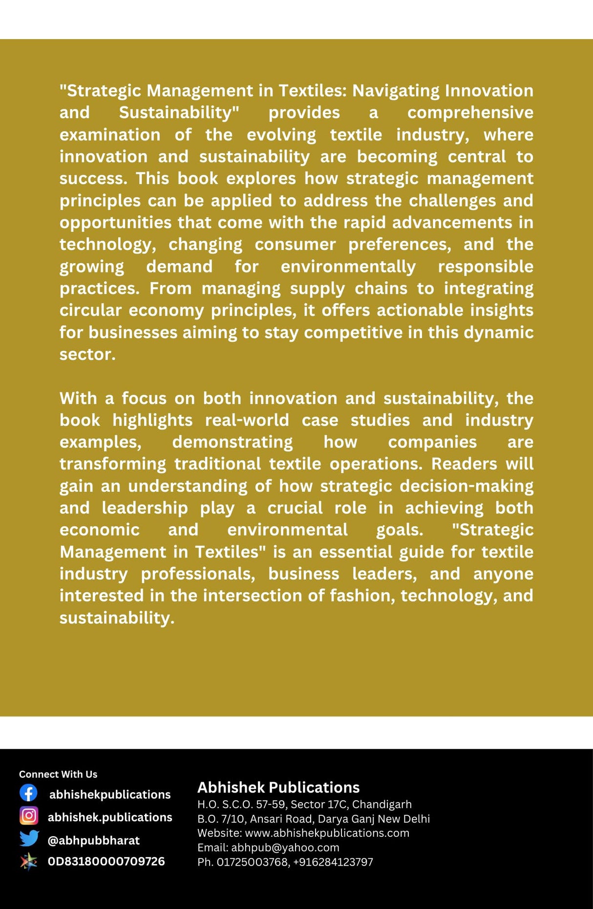 Strategic Management In Textiles Navigating Innovation & Sustainability - Retail Maharaj