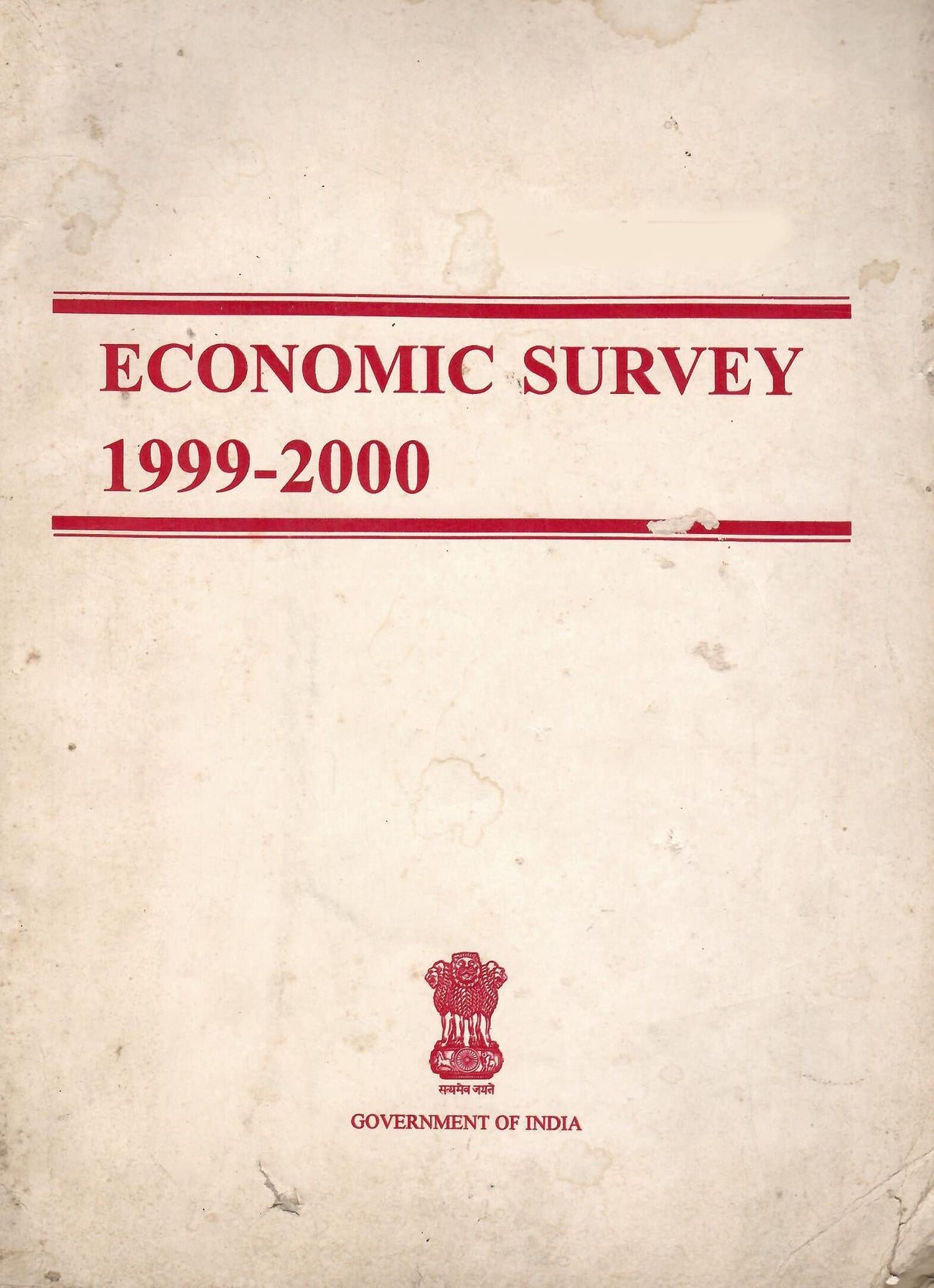 Economic Survey 1999-2000 [Paperback] Government of India